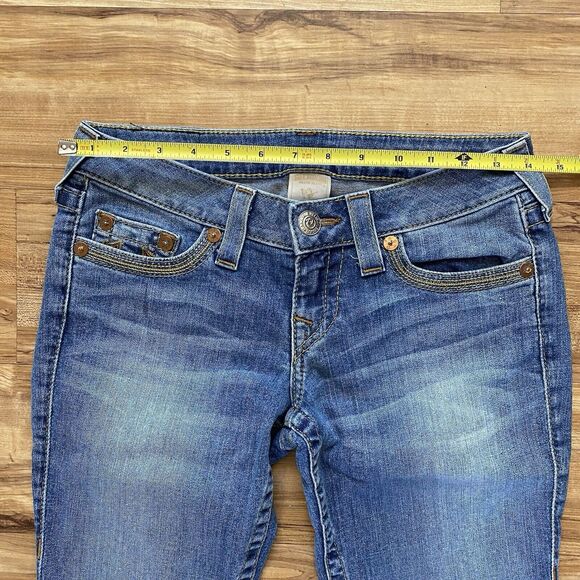 TRUE RELIGION 26 NWOT Skinny Gold Arrow Big T Low Rise Embroidered Y2K Jeans - Picture 12 of 16